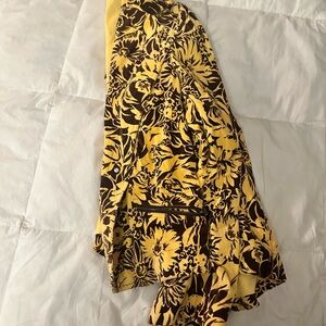 Yellow and brown floral patterned velour blazer